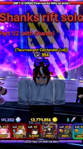 Tomorrow I will post part 2 using a team without Shanks #rift #onepiece #shanks #animevanguards #roblox