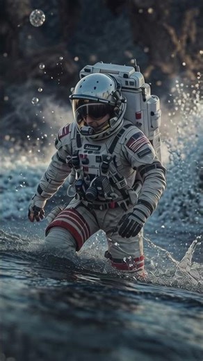 Cosmic Ocean: The Astronaut Surrounded by Alien Waves.