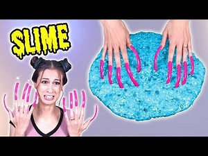 MAKING SLIME WITH SUPER LONG NAILS CHALLENGE! || Slime Sunday