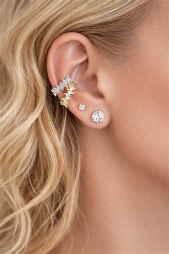 Gold Ear Cuff No Piercing, Zircon Ear Clip, Cartilage Ear Wrap, Elegant Wedding Jewelry Gift - Etsy