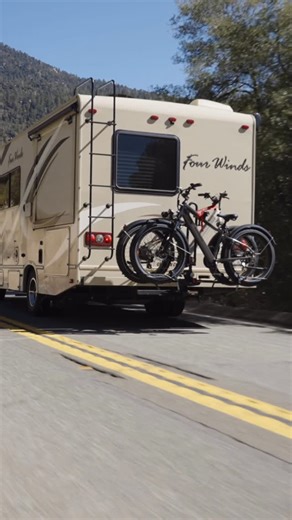 Hollywood Bike Racks on Instagram: "It’s the small things that make your road trip go smoothly. 🚴 And our RV Rider bike rack is as safe as it gets when it comes to traveling the country with bikes in hitch. Especially heavy e-bikes that need that durable storage solution. Easy to load. Easy to lock when you step away."