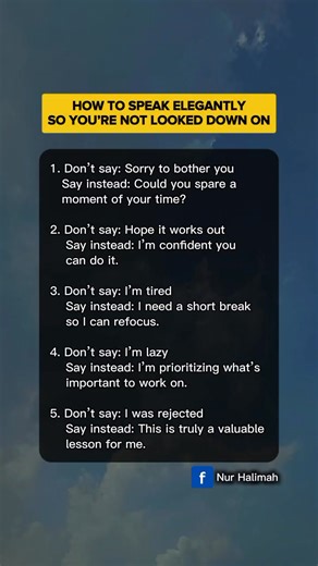 How to speak elegantly so you're not looked down on ✍️ #WealthGrowth #inspiration #life #lifequotes #motivation #entrepreneur. | Nur Halimah