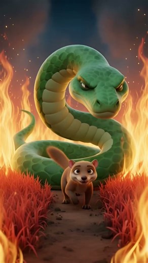 🐍🐾 Story: The Friendship of a Snake and a Mongoose!#snake #cut mongoose