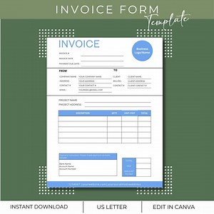 Construction Invoice Template: Editable Business Form (US Letter, Canva, Digital Download) - Etsy Canada