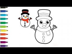 How To Darw Cute Snowman Winter Coloring Page for Kids ❄️⛄ | Easy Snow painting colouring Drawing