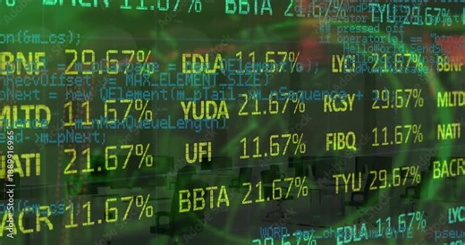Animation highlights the booming financial stock market in global finance and tech.