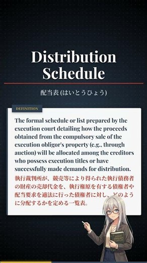 Legal English: Distribution Schedule (配当表 (はいとうひょう))