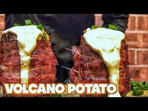 Grilled Volcano Potatoes - Bacon Wrapped Twice Baked Potatoes