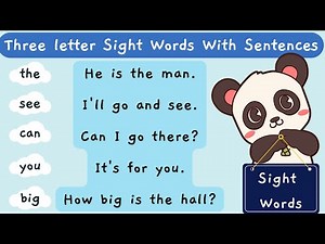 Three letter Sight Words With Sentences, Sight Words for kids, 3 letter sight words, 3 letter words