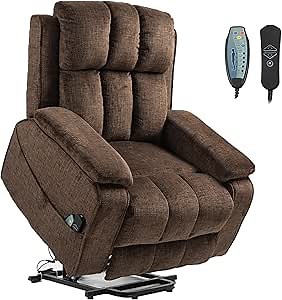Oversized Lifting Recliners for Seniors, Extended Footrest, Big and Tall Recliners 400 lbs Lay Flat Recliner with Heat & Massage Side Storage Cup Holder, USB Type C Charging for Elderly Relaxing