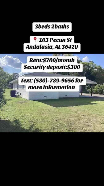 3-Bed 2-Bath Rental in Andalusia AL — 103 Pecan St, $700/mo