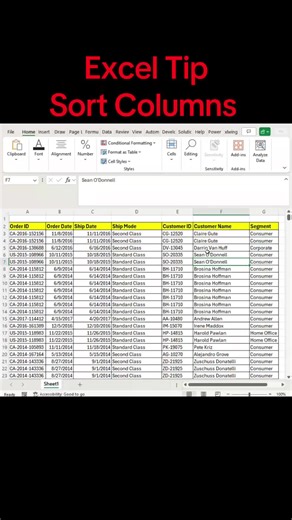 Excel Tips: How to Sort Columns Effectively