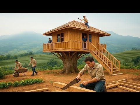 Carpenter Builds Dream House On A Giant Tree Stump - Don't Miss It