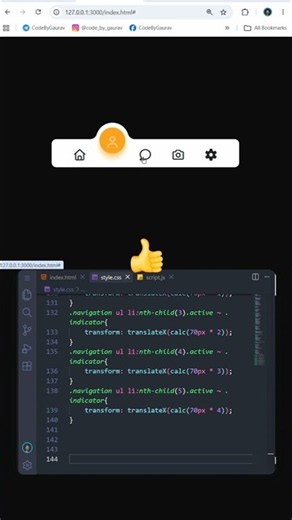 Glowing Navigation Menu using HTML & CSS | Modern Navbar #shorts