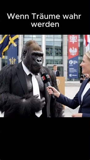 Gorilla als Politiker – Lustiges KI-Interview sorgt für Lacher! 😂🎤 #funny #shortvideos