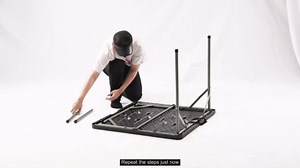 FDW 34" Square Plastic Folding Card Table, Portable Fold-in-Half Plastic Picnic Party Table with Carrying Handle, Black