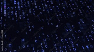 Background from set of binary code. Animation. Changing program code from zero and one. Software in form of binary code. Computer background from binary code