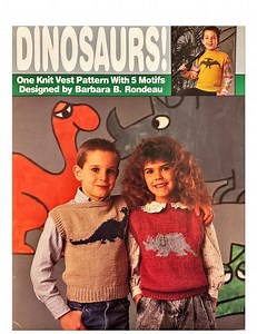Dino Knit Vest for Kids DIGITAL DOWNLOAD Knitting Pattern Knit Kids Vest – Dinosaur Motif | Vintage PDF Pattern Roar Into Style - Etsy Australia