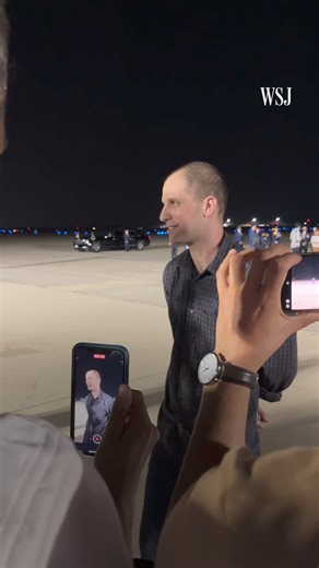 Watch: After WSJ reporter Evan Gershkovich landed at Joint Base Andrews and reunited with his family Thursday night, he walked to the press area and answered questions. Read more: https://on.wsj.com/4d9AUIg | The Wall Street Journal