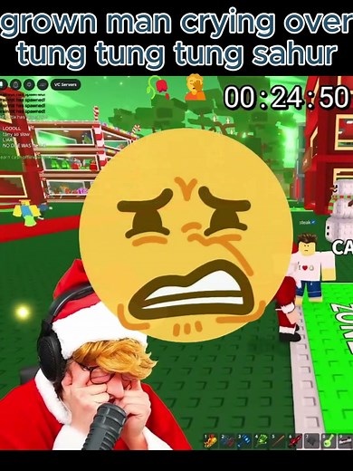 grown man crying over tung tung tung sahur 🥀🤦 #roblox #vineboom #funny #stealabrainrot #kreekcraft