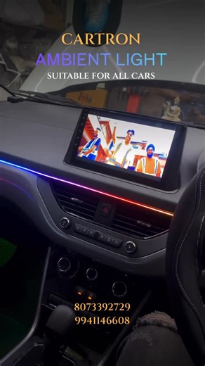 Sound And Light Car Decors, Mogappair on Instagram: "CARTRON Ambient light ✅Suitable for all cars With Mobile app control feature✨ . For more details 📞 8073392729 . . . . #soundandlight #caraccessories #cardecor #cars #accessories #carmodification #chennaicars #mogappair #chennai #seatcovers #ambientlighting"