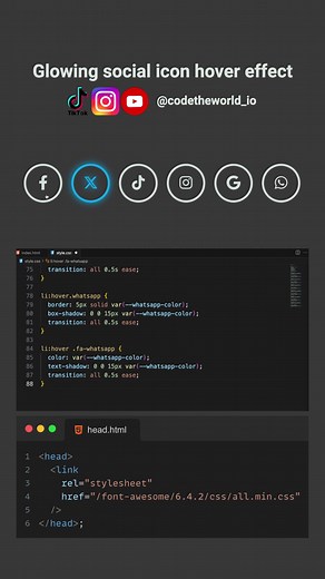 Glowing Social Icon Hover Effect