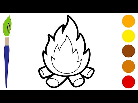 Menggambar dan Mewarnai Api Unggun dengan Bagus dan Mudah | Drawing and Coloring
