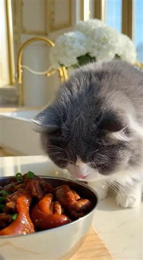 ASMR Cat Eating So Cute 🐾 #aicat #asmr #cutecat