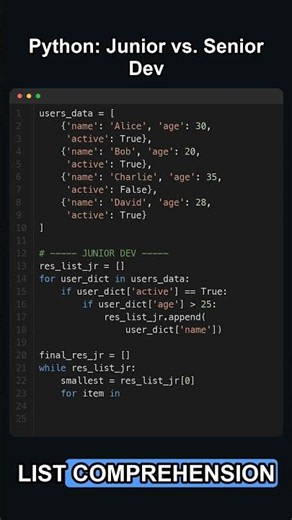 Junior vs Senior Dev: Same Output, WILDLY Different Python Code! 🤯