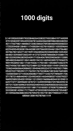 1000 digits of PI #pi #pimath #shortsfeed #math #mathematics #mathshorts #mathpi #maths #fyp #fypシ