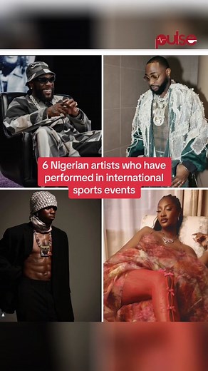 6 Nigerian artists who have performed in international sports events #pulsenigeria #pulselist #pulseceleb #afrobeats #nigerianartists #rema #davido #tems #burnaboy #patoranking #sports