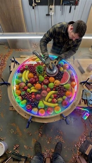 Creating a DIY Resin Fruit Table with LED Lights#DIY #ResinArt #HomeDecor #Handmade #Crafting #diy