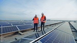 Solar panel field construction. Process of construction new solar plant