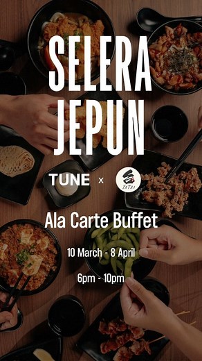 Indulge in the flavors of Japan this Ramadan with our tantalising Selera Jepun Ala Carte Buffet at Yatai Tune Aeropolis. Savour a culinary journey filled with a wide range of Japanese favourites such as rice bowls, udon noodles, barbecued meat on skewers, and lots and lots of fried side dishes – all can be ordered in an unlimited amount! Prices start from RM70 per person, RM35 for children (7-12 years old) and senior citizens. Join us for an unforgettable feast of Japanese delights and make this