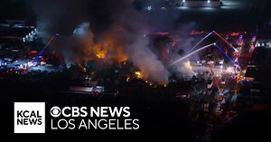 More than 70 firefighters working to contain large fire at Fontana pallet yard