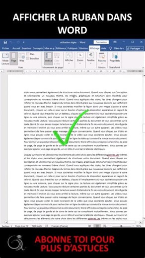 Comment afficher rapidement le RUBAN masqué dans Word
