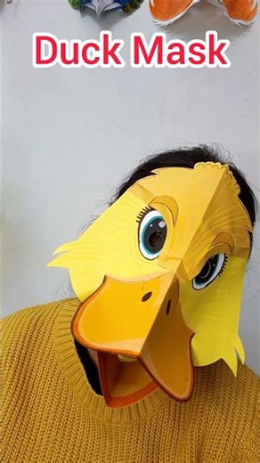 duck mask with paper | bird mask | paper mask #duckmask #birdcraft #animalmask #artandcraft