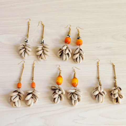 Handmade Cowrie Shell Dangle Earrings, Maasai Inspired, 5 Pairs - Etsy