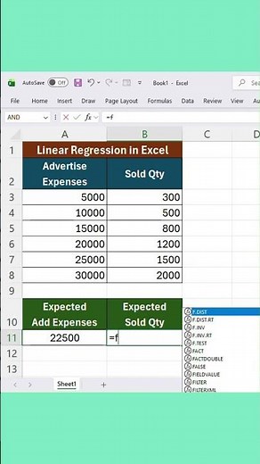 Linear Regression in Excel | Forecast Function | #excel #dataextractor #exceltips