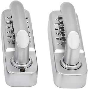 Mechanical Button Keypad Lock, Double-Sided Handle Mechanical Combination Lock Mechanical Lock Digital Code Security Wrought Iron Fence Home Gate defult