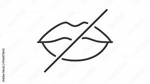 Vidéo Stock Muteness line animation. Animated crossed out lips icon. Person unable to speak. Speech impairment. Black illustration on white background. HD video with alpha channel. Motion graphic