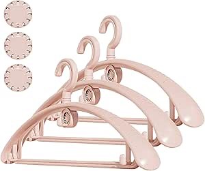 Pink Coat Hangers with Aromatherapy, 16-inch Plastic Hanger with Swivel Hook, 3 Pcs Non-Slip Space Saving Wide Shoulder Clothes Hangers, Suitable for Hanging Coats, Suits, Dresses