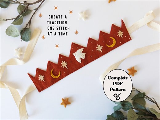 Dove Christmas Felt Crown PDF Pattern – Step-by-step Tutorial, Eco-friendly Festive Sewing, Beginner Friendly, Instant Download - Etsy