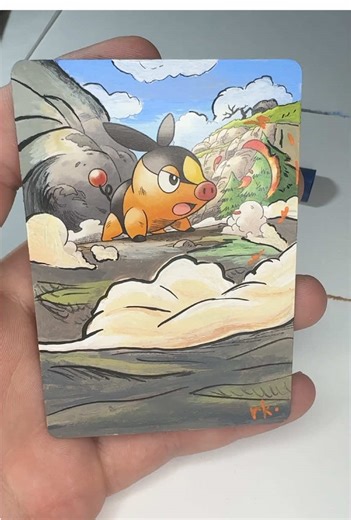 Tepig art extension 🔥🐽 - This card is from the new set, Ascended Heroes, and I absolutely love it! What do you think about Mega Emboar? - #realkind #realkindtees #pokemon #pokemoncards #cardpainting