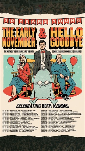 The Early November & Hellogoodbye return for a 20-year celebration of two beloved albums — The Mother, The Mechanic, And The Path Zombies! Aliens! Vampires! Dinosaurs! Catch them at Saint Andrew’s Hall on March 5. Tickets on sale now, grab them today before they're gone! 🎟 link in bio. | Saint Andrew's Hall