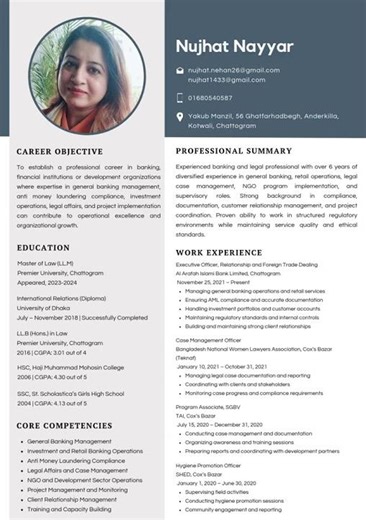 Nujhat Nayyar - Professional CV