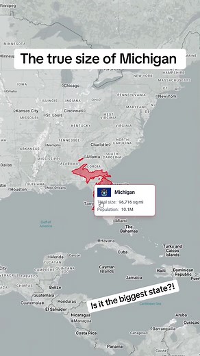 The true size of Michigan #map #geography #michigan #usa #america | Michigan