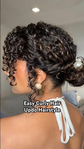 Easy Updo Curly Hairstyle! 🤍➰ #curlyhair #curlyhairstyles #hairstyleideas
