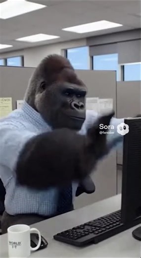 Problem Solved! Your Coworker When Monday Morning Hits 😂 #gorilla #office #relatable