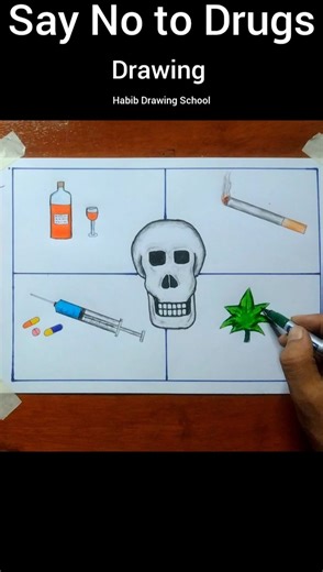 Say No to Drugs Drawing #shorts #drugabuseawareness #habibdrawingschool
